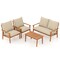 4 Pieces Wooden Outdoor Conversation Set with Soft Cushions and Rectangular Coffee Table